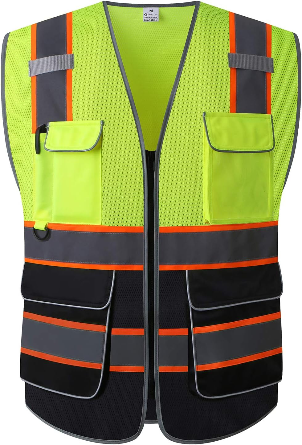 Surveyor Safety Vest Reflective for Men, Class 2 Mesh Safety Vests Reflective with Pockets and Zipper,High Visibility Construction Work Surveyor Vest