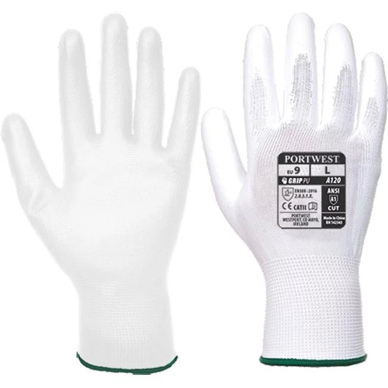 VA120 Smooth Vending PU Coated Palm Dipped Work Gloves White, Medium-KarWorkwear