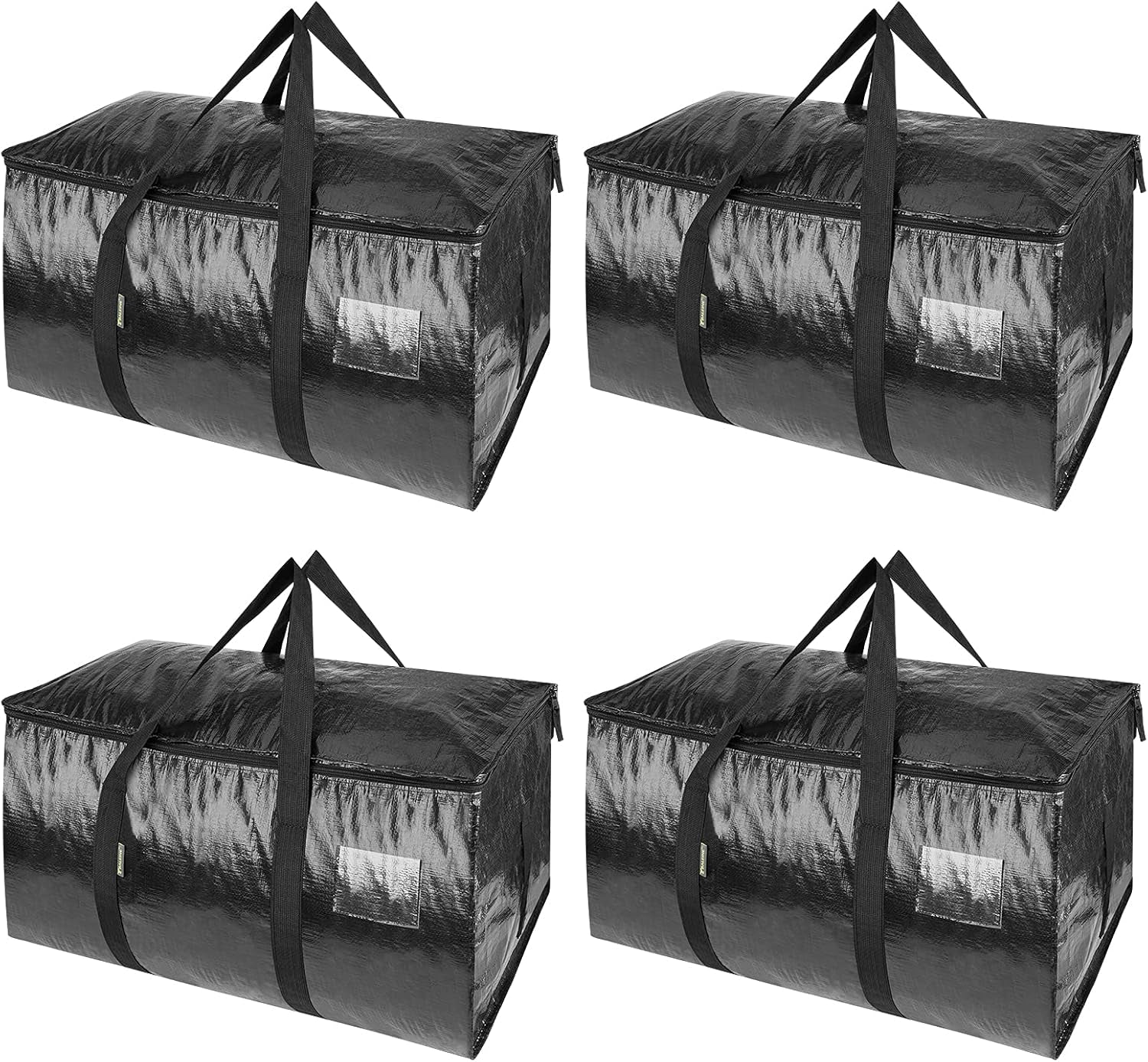 8-Pack Oversized Moving Bags with Reinforced Handles, Heavy-Duty Storage Tote for Clothes, Moving Supplies (Black, 8-Pack)