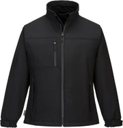 TK41 Womens Softshell Jacket Windproof Water Resistant 3 Layer Fleece Lined Design, Black, L