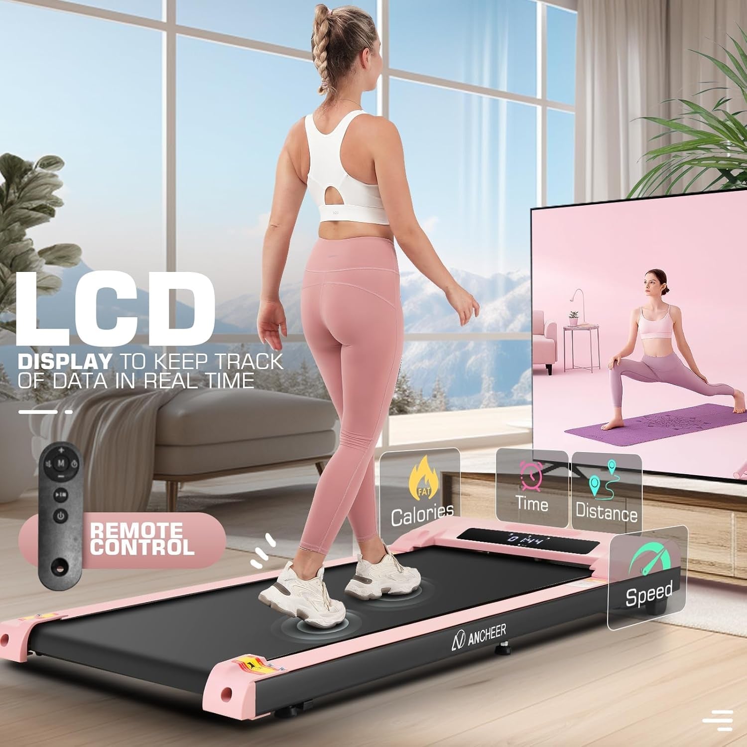 Treadmill with Desk Workstation& Adjustable Height, 8 in 1 Folding Treadmill with 8% Incline,2.5Hp Walking Pad for Home, 300Lbs Weight Capacity/Ultra-Quiet/3 Type Control/Installation-Free