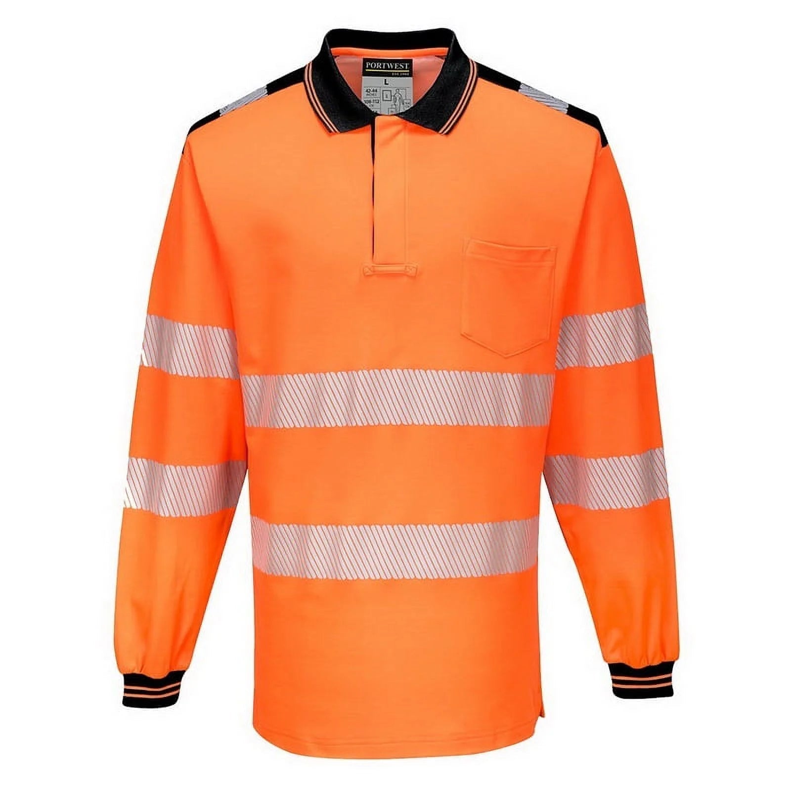 T184 PW3 Hi-Vis Long Sleeve Polo Safety Shirt Yellow/Black, Medium-KarWorkwear