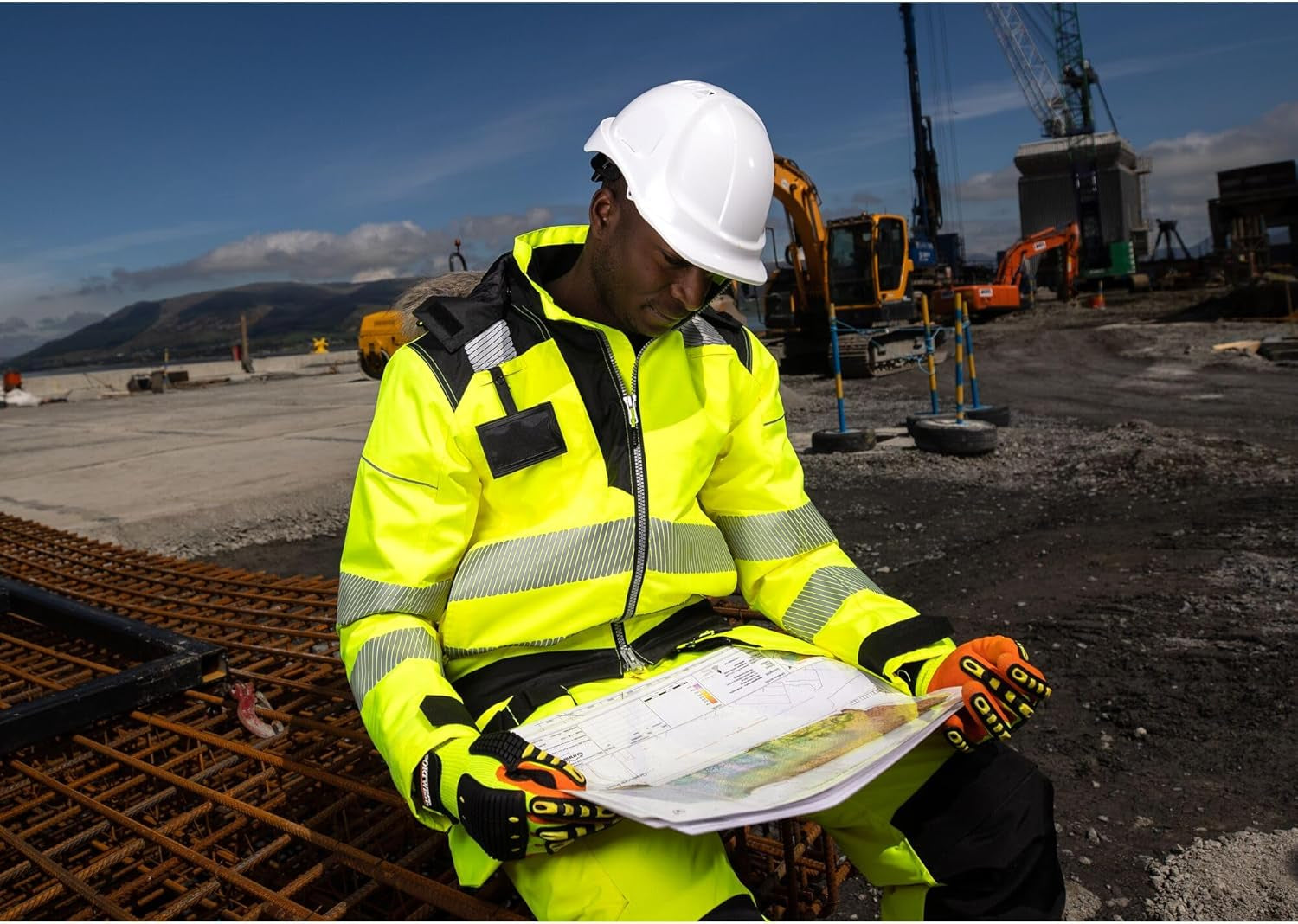 A721 anti Impact Safety Work Gloves - Lightweight Nitrile Grip Impact Reducing Protective Work Gloves Yellow/Orange