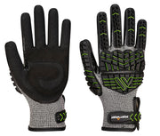 A755 anti Impact Safety Work Gloves - Nitrile Foam Cut Resistant & Impact Reducing Protective Work Gloves Black/Green, Large