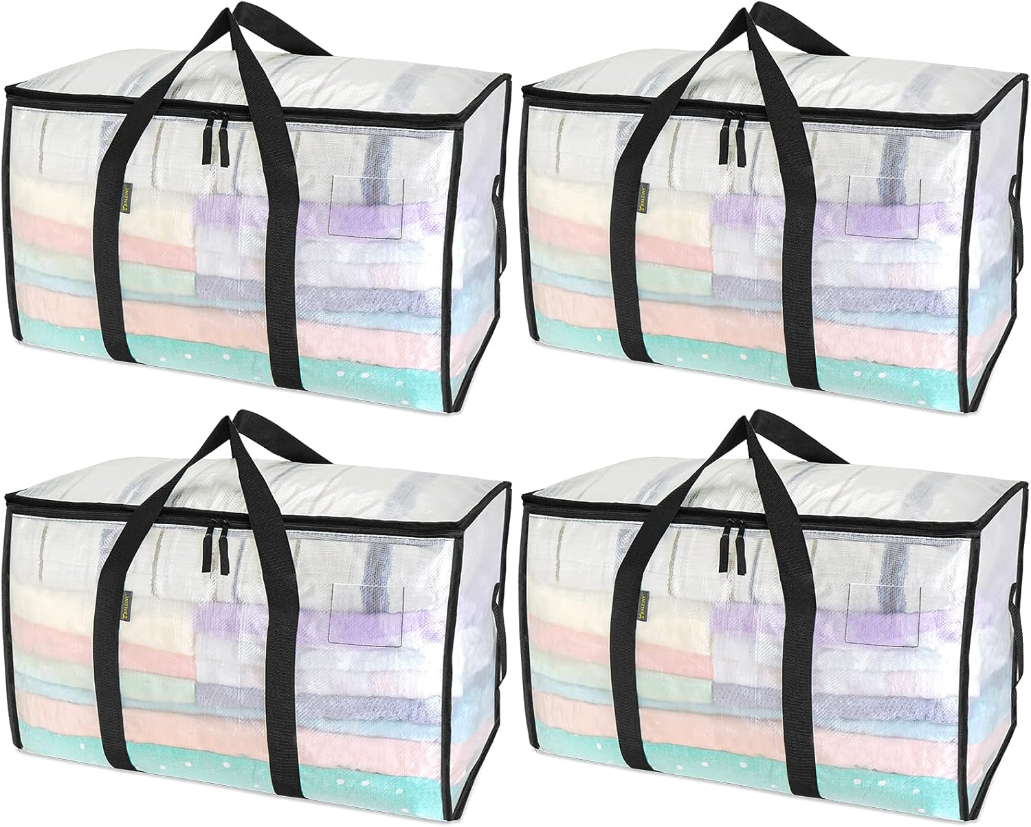 8-Pack Oversized Moving Bags with Reinforced Handles, Heavy-Duty Storage Tote for Clothes, Moving Supplies (Black, 8-Pack)