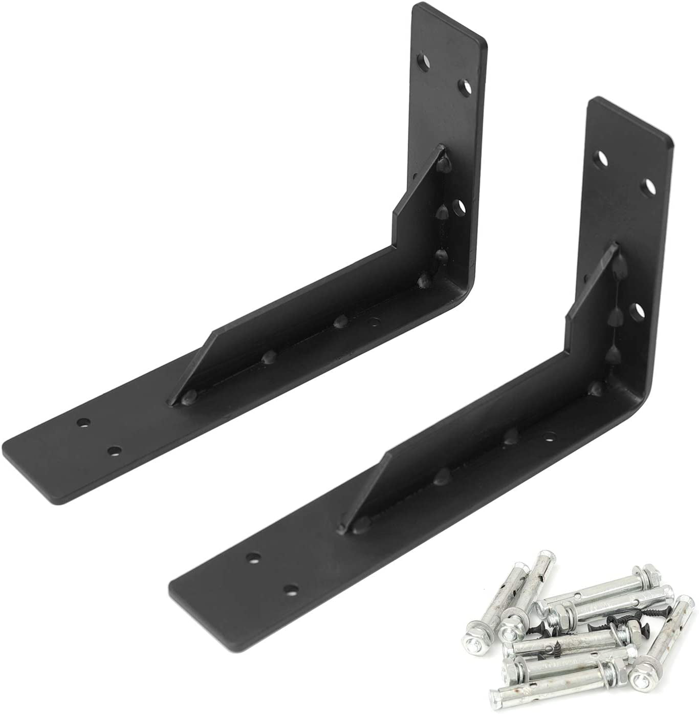 Countertop Support Brackets Heavy Duty, 8" X 6" Max Load 365 Lb 5 Mm Thick Iron Industrial Shelf Brackets, White Metal Farmhouse Wall Mounted Floating L Support for Hanging DIY Open Shelving