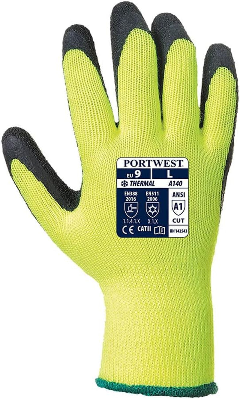 A140 Thermal Outdoor Cold Protection Glove with Crinkle Latex Grip ANSI, Yellowblack, Large