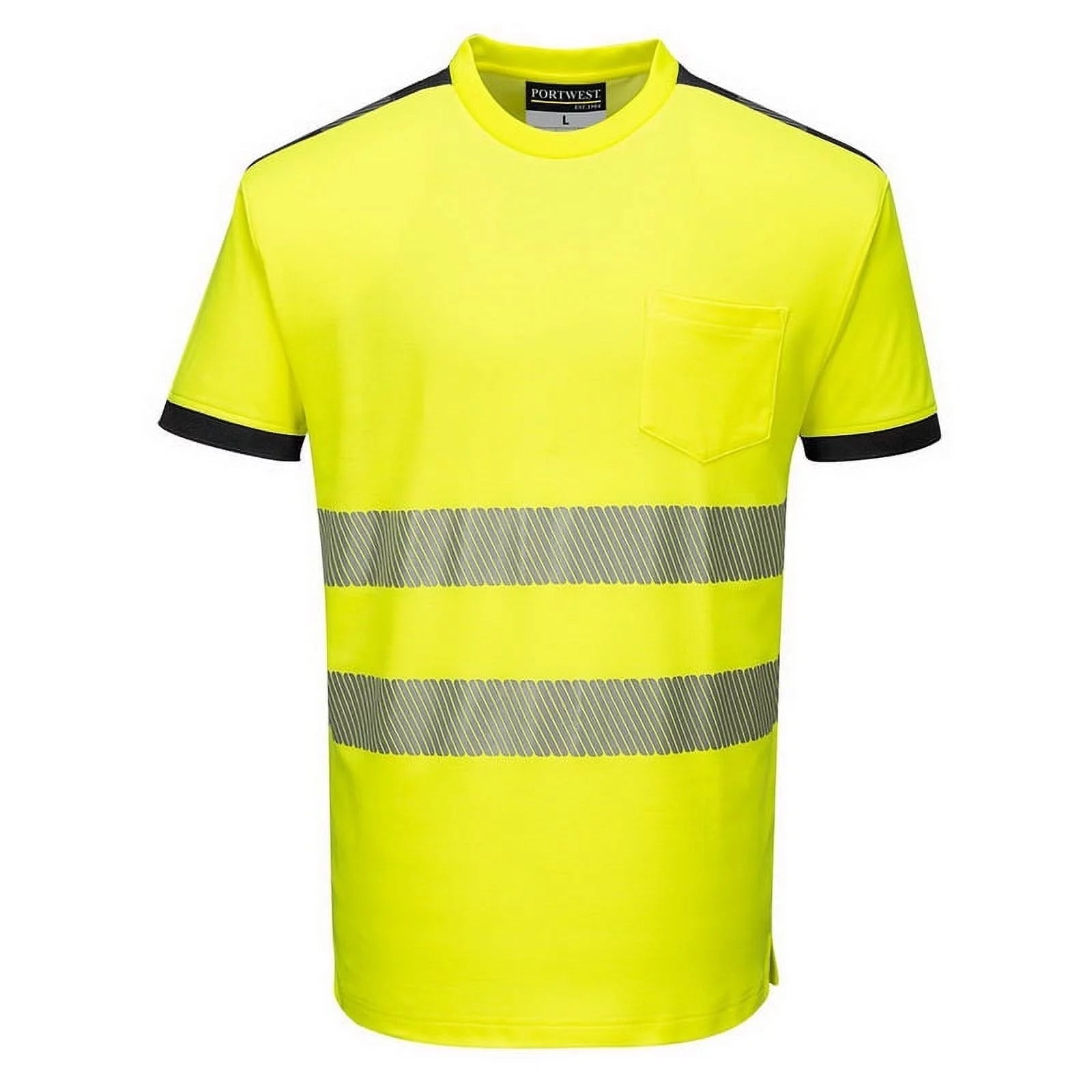 T181 PW3 Hi-Vis Short Sleeve Safety T-Shirt Yellow/Black, Medium-KarWorkwear
