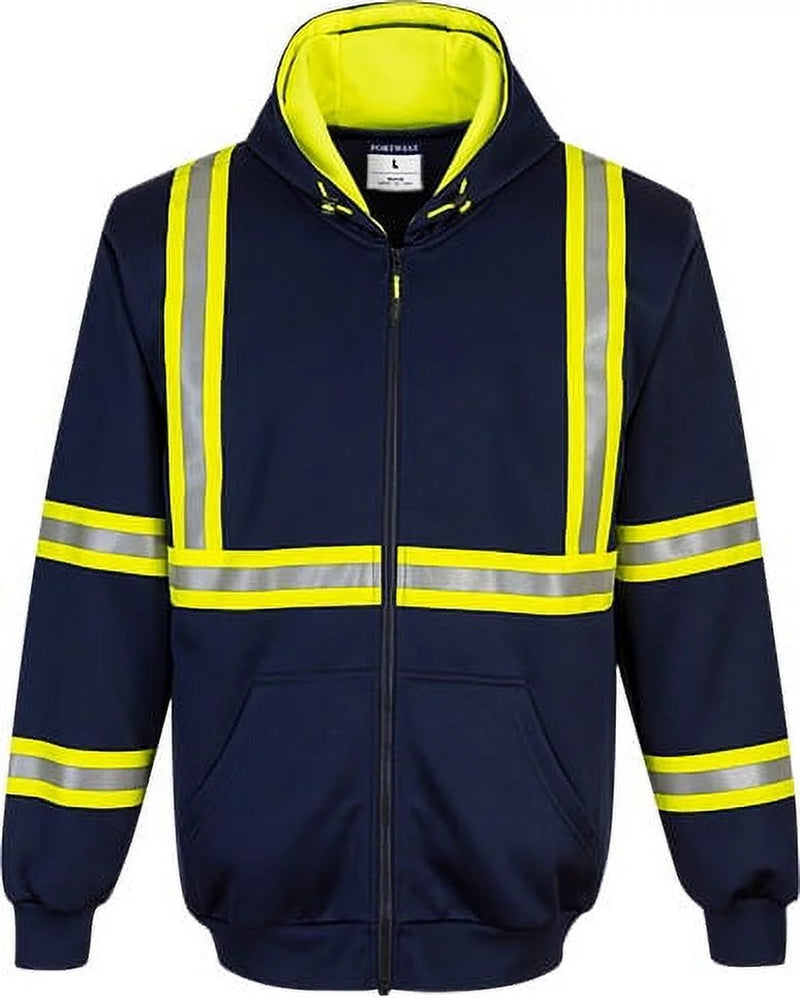 F130 Mens Modern Reflective Iona Extra Safety Work Hoodie Navy, 3X-Large-KarWorkwear