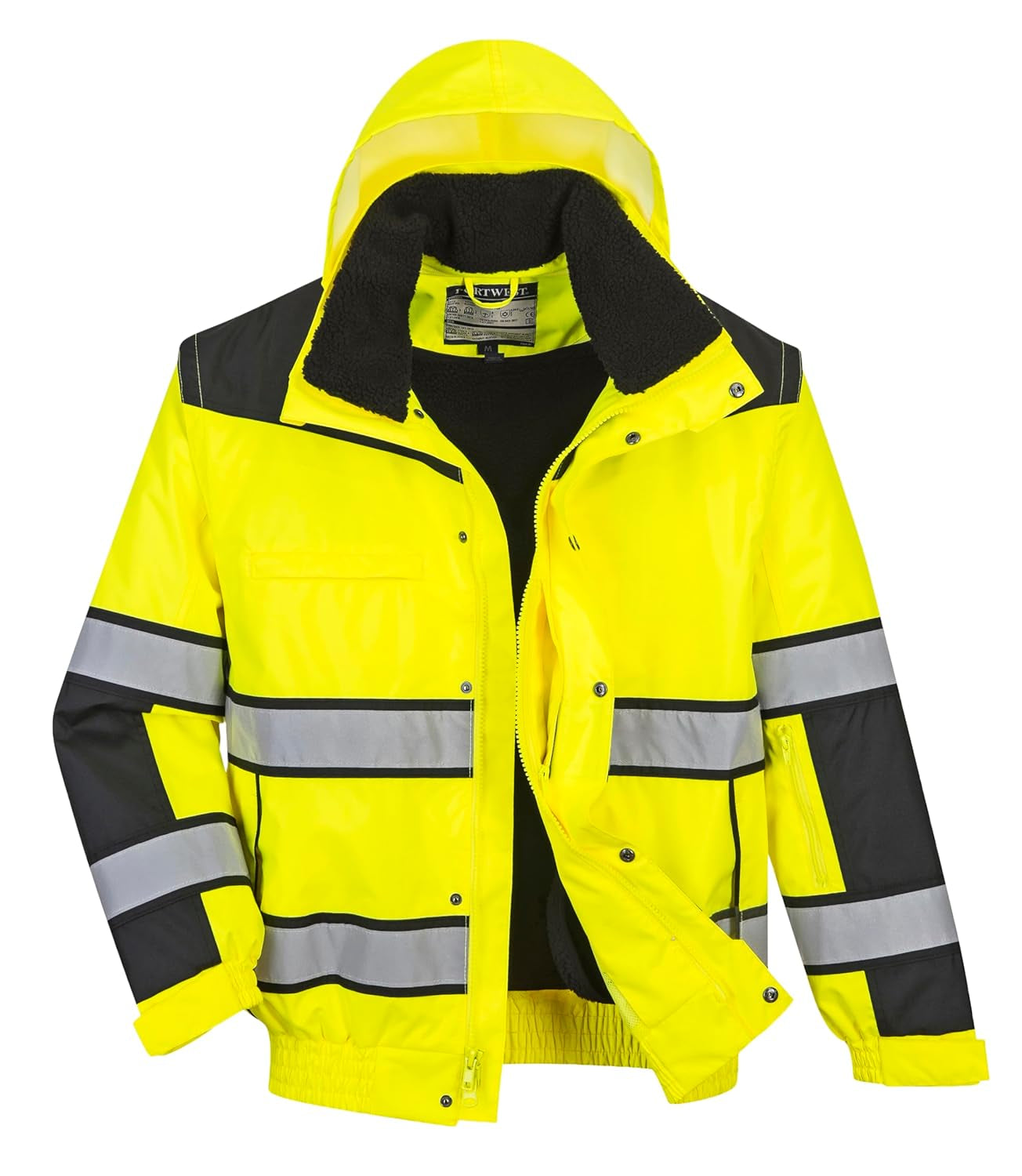 UC566 Hivis Classic Warm Bomber Rain Jacket with Waterproof Taped Seams, Yellowblack, X Large