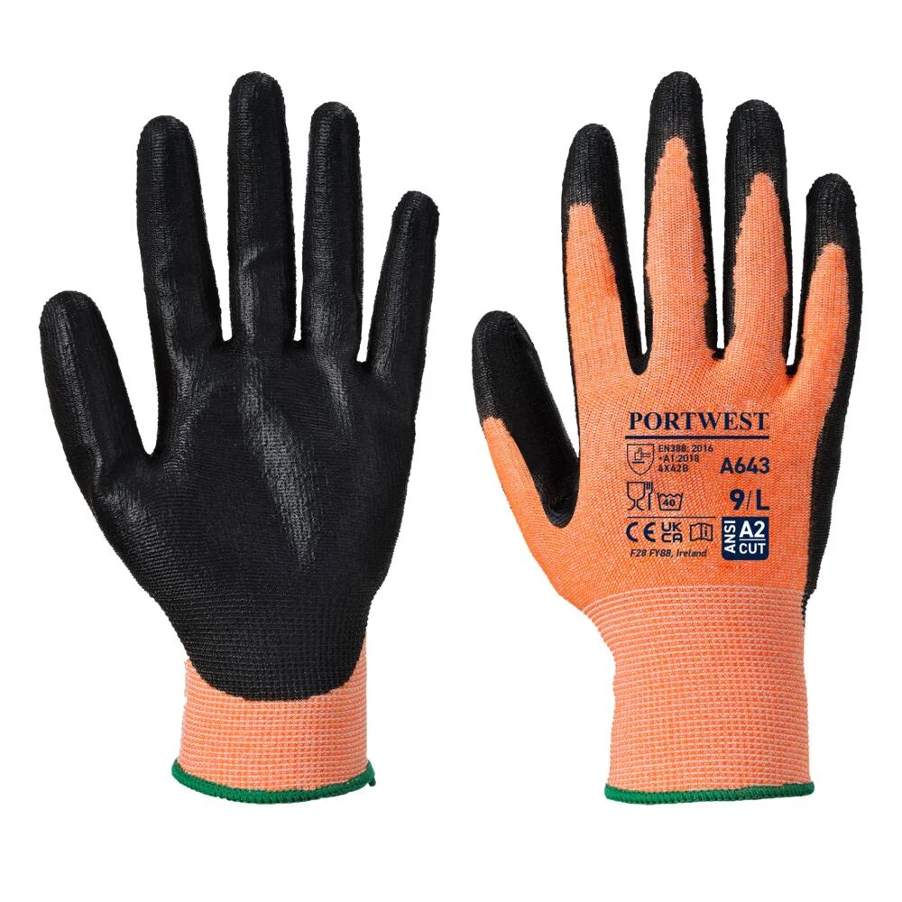 A620 Cut Resistant Work Gloves PU Palm Dipped Gloves Gray, Large-KarWorkwear