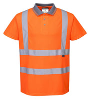 RT22 Men'S Hi Vis Polo Shirt - High Visibility Reflective Safety Short Sleeve Work Shirt Class 2 Orange Tall, X-Large