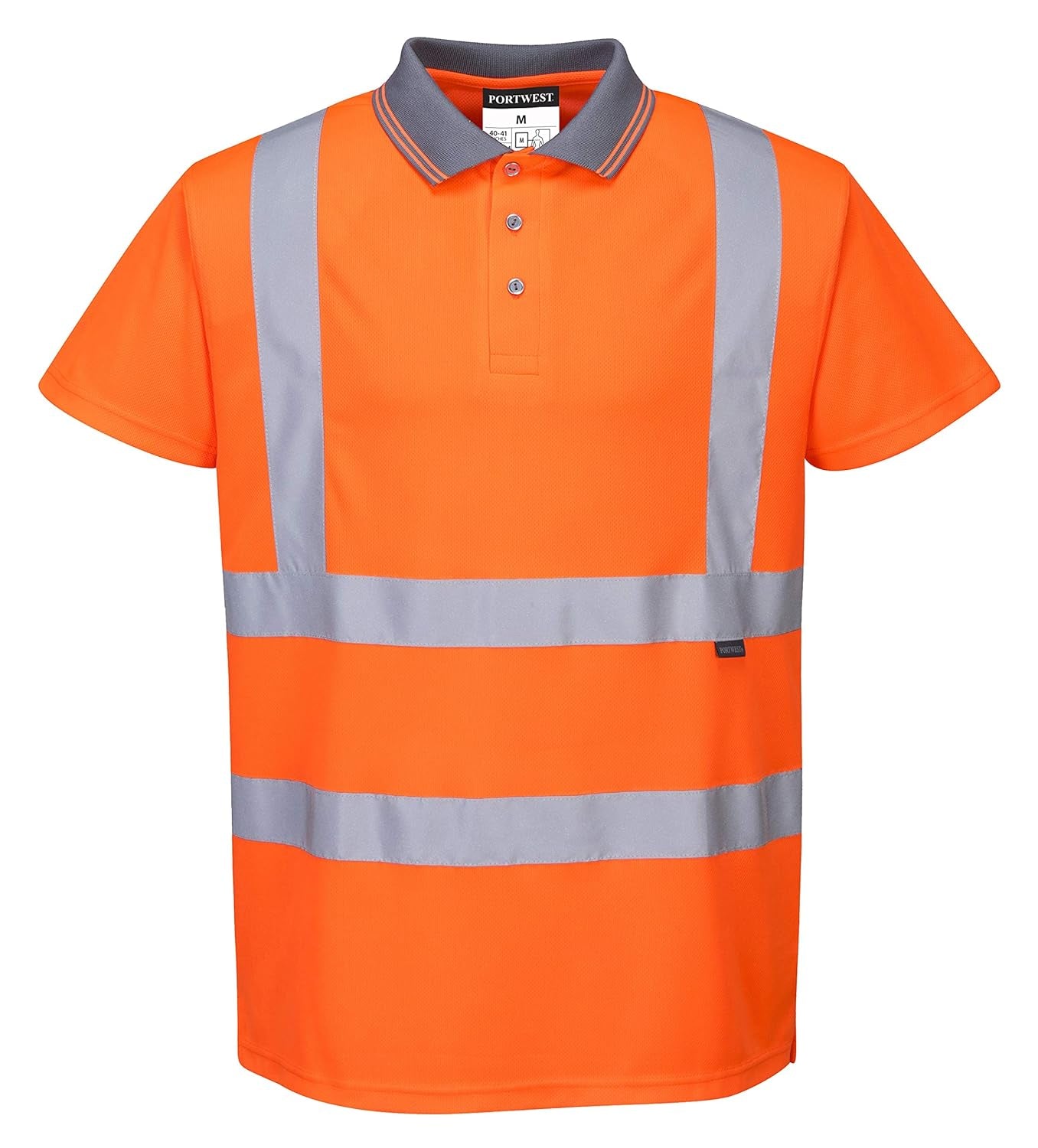 Hi-Vis S/S Polo Shirt RIS Viz Visibility Reflective Safety Work Wear Top ANSI 2, Medium Orange
