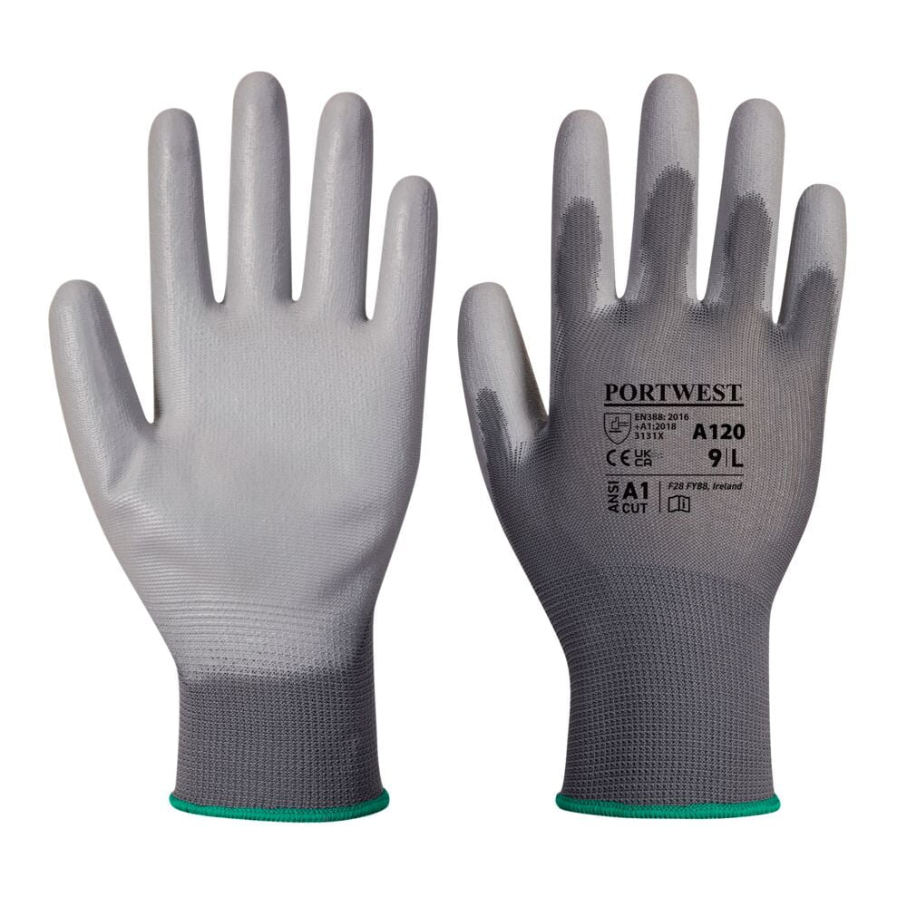 A120 Work Gloves PU Palm Dipped Abrasion and Tear Resistant Black, 3X-Large-KarWorkwear
