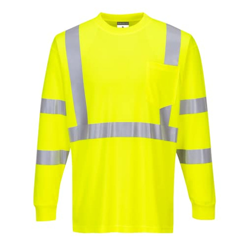 S192 Hi-Vis Long Sleeve Ribbed Cuff T-Shirt Orange, X-Large