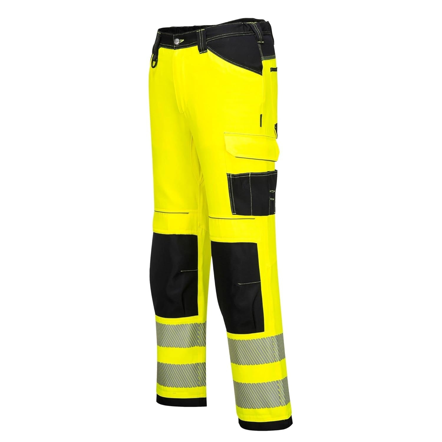 PW385 Women'S PW3 Durable Hi Vis Stretch Work Pants Yellow/Black, 32