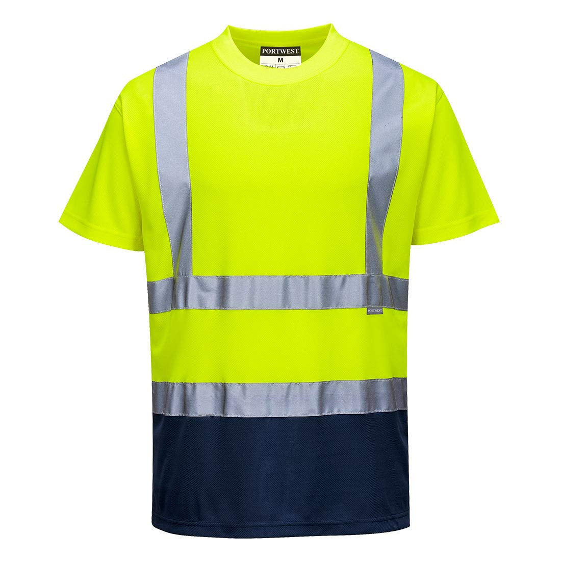 S378 Hi Vis 2 Tone Reflective Short Sleeve Safety Work T Shirt ANSI, Yellownavy, 6XL