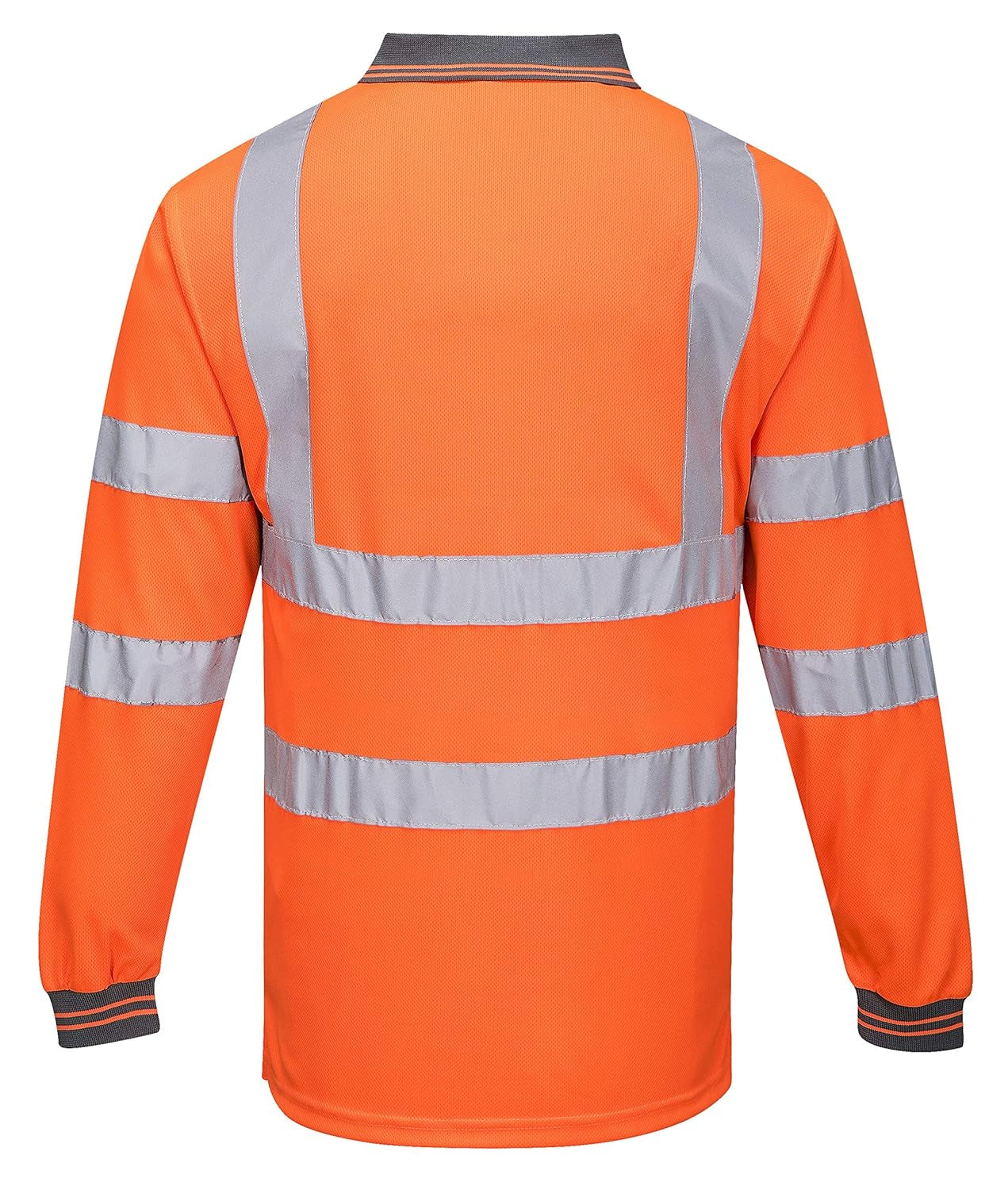 Hi-Vis Polo Shirtl/S Viz Visibility Reflective Safety Work Wear Top ANSI 3, Orange, 3 XL