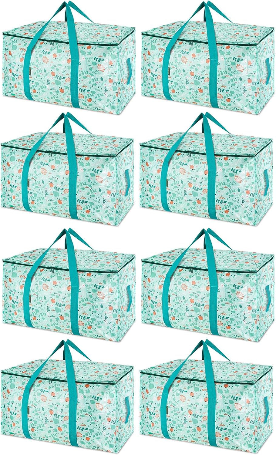 8-Pack Oversized Moving Bags with Reinforced Handles, Heavy-Duty Storage Tote for Clothes, Moving Supplies (Black, 8-Pack)