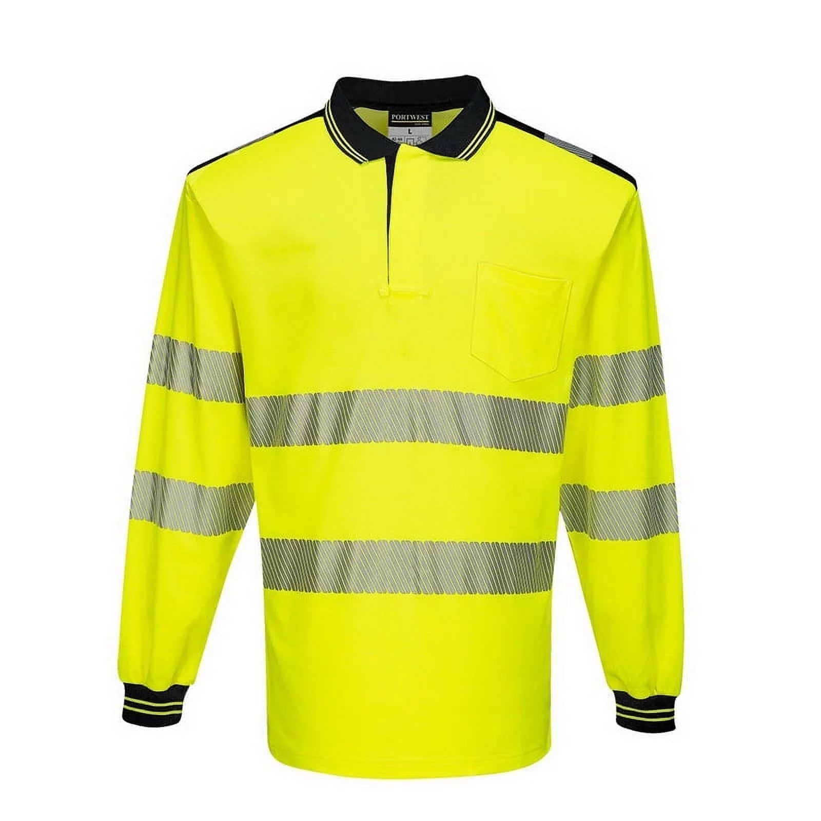 T184 Pw3 Hi-Vis Polo Shirt L/S-Yellow/Black-3Xl-KarWorkwear