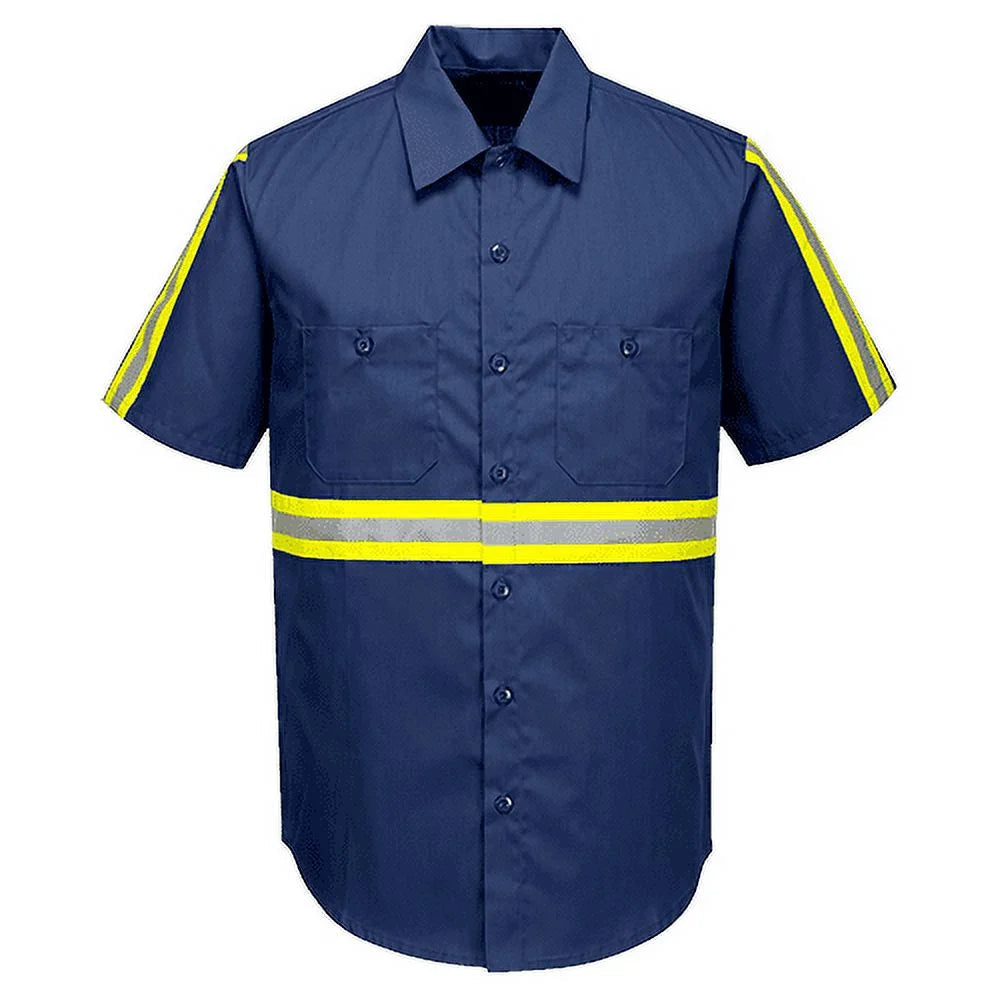 F124 Mens Reflective Iona Xtra Short Sleeve Work Shirt Navy, 4X-Large-KarWorkwear