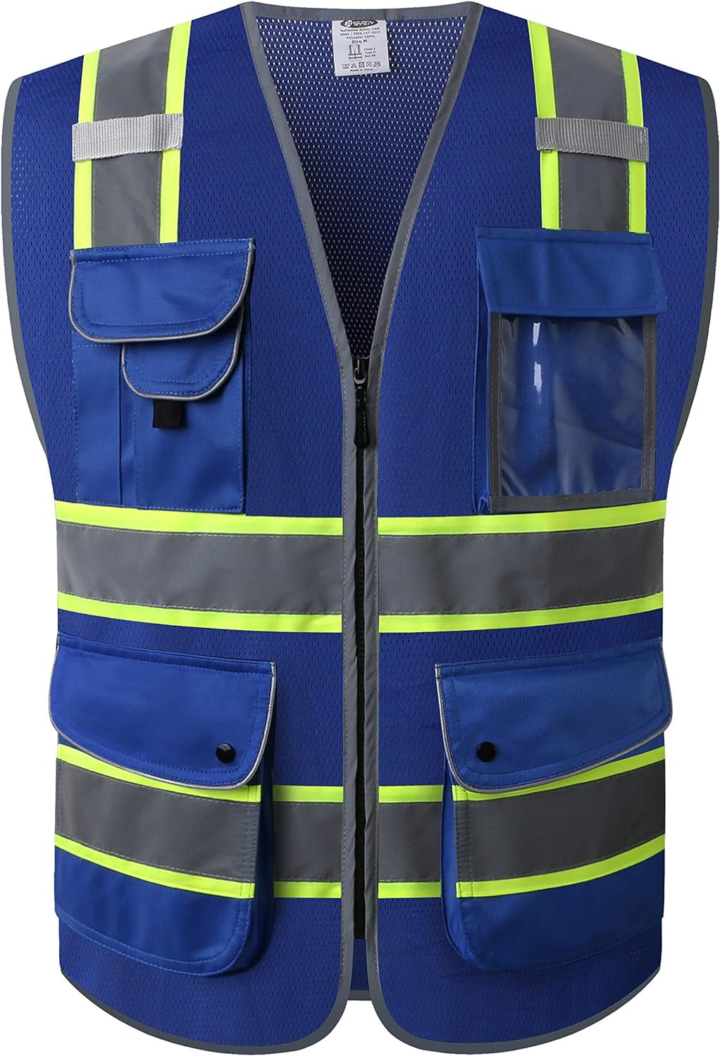 9 Pockets Class 2 High Visibility Zipper Front Safety Vest with Reflective Strips, Meets ANSI/ISEA Standards (Large, 150-Pink)