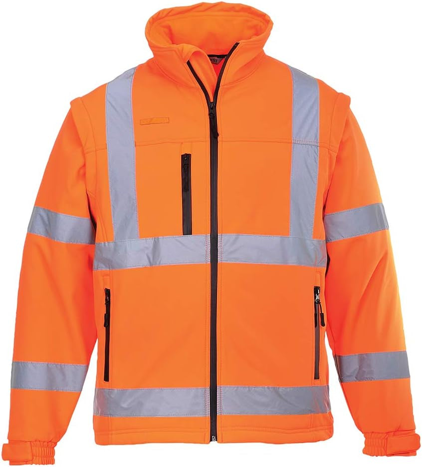Hi-Vis Softshell Jacket Visibility Reflective Safety Work Wear Water Repellent ANSI 3, Yellow, Large