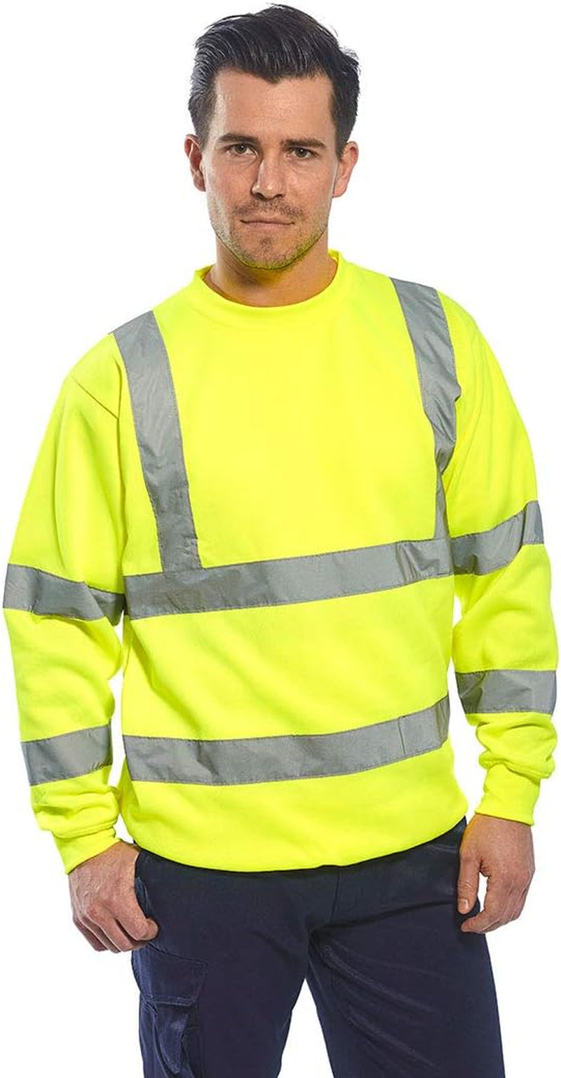 Hi-Vis Sweatshirt Pullover Jumper Safety Reflective Work Wear Warm Top ANSI 3