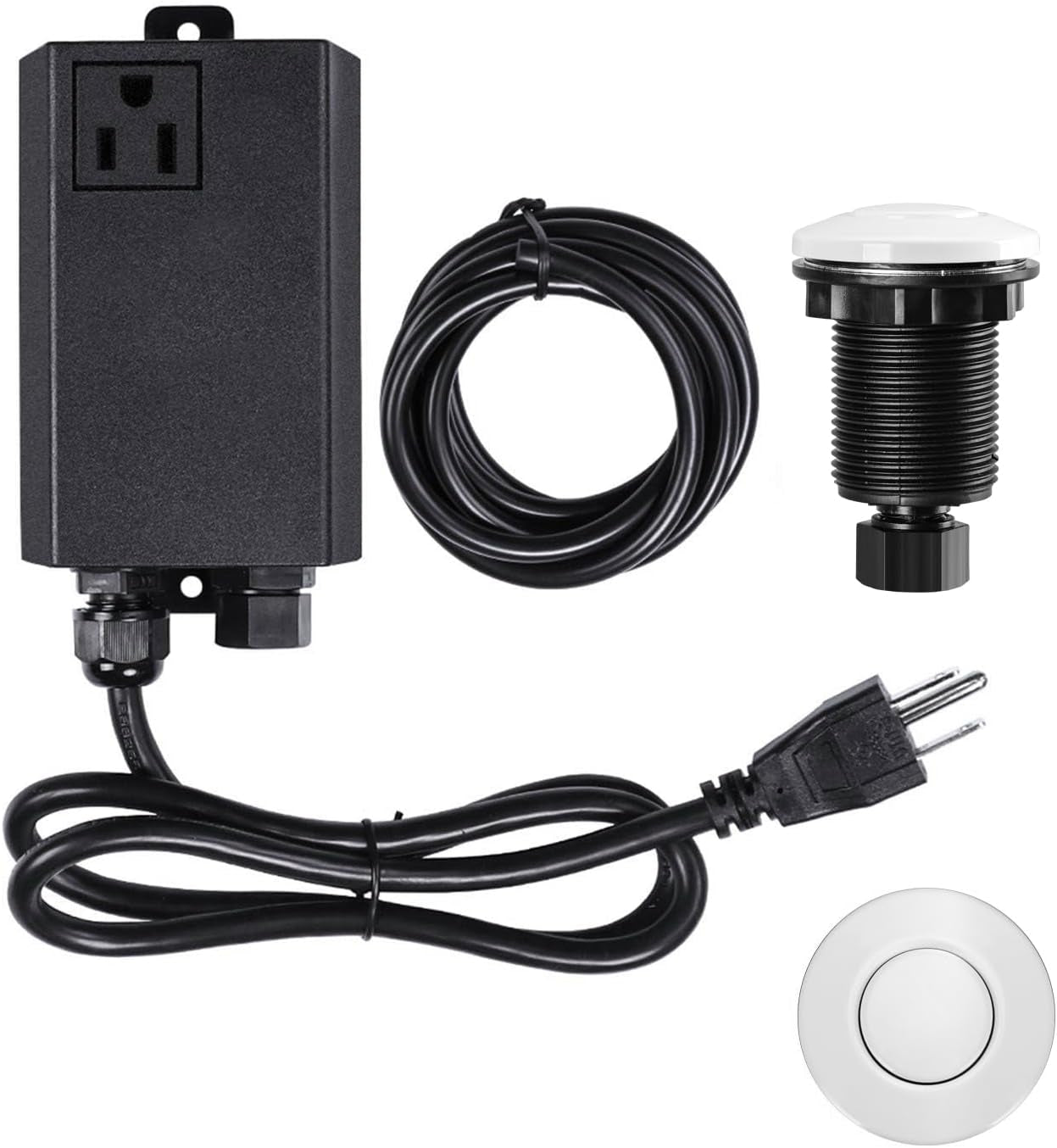 Garbage Disposal Air Switch Kit Sink Top Waste Disposal Long Stainless Steel Brushed Nickel On/Off Air Button Food and Waste Disposals Part by