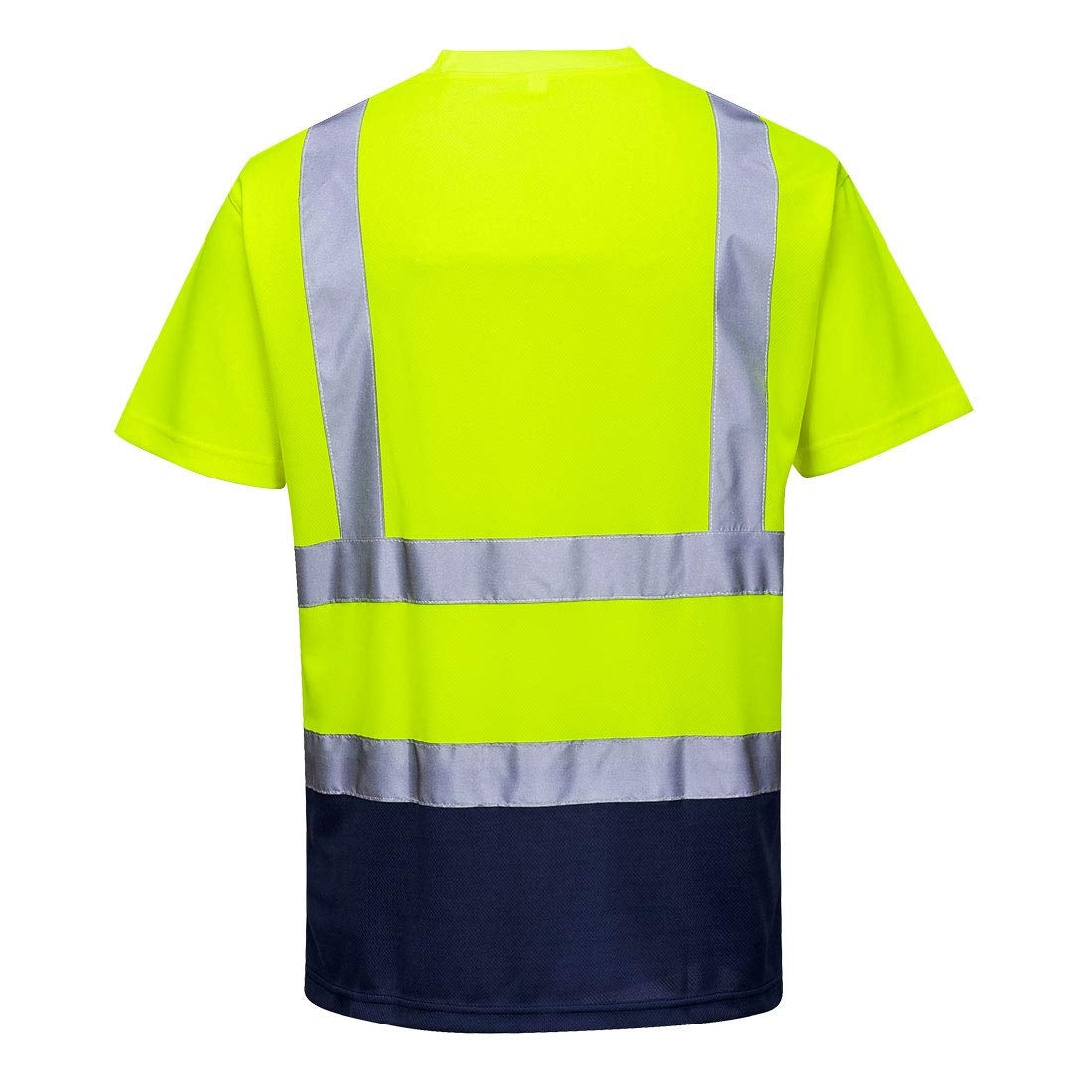 S378 Hi Vis 2 Tone Reflective Short Sleeve Safety Work T Shirt ANSI, Yellownavy, 6XL