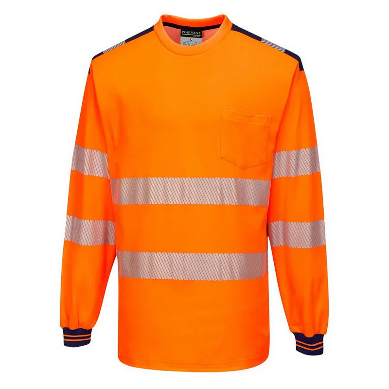 T185 PW3 Hi-Vis Long Sleeve Safety T-Shirt Yellow/Black, X-Large-KarWorkwear