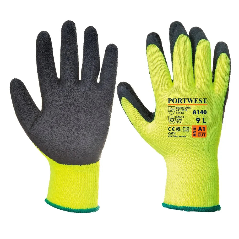 A140 Thermal Grip Work Gloves Palm Dipped Black, Xx-Large-KarWorkwear
