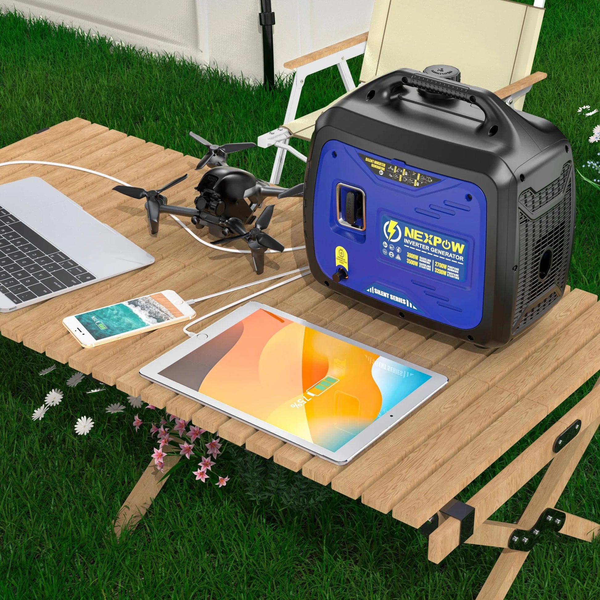 3500W Portable Inverter Generator, Dual Fuel Super Quiet Generator, Eco-Mode Feature, Parallel Capability, EPA Compliant, Lightweight for Backup Home & Camping