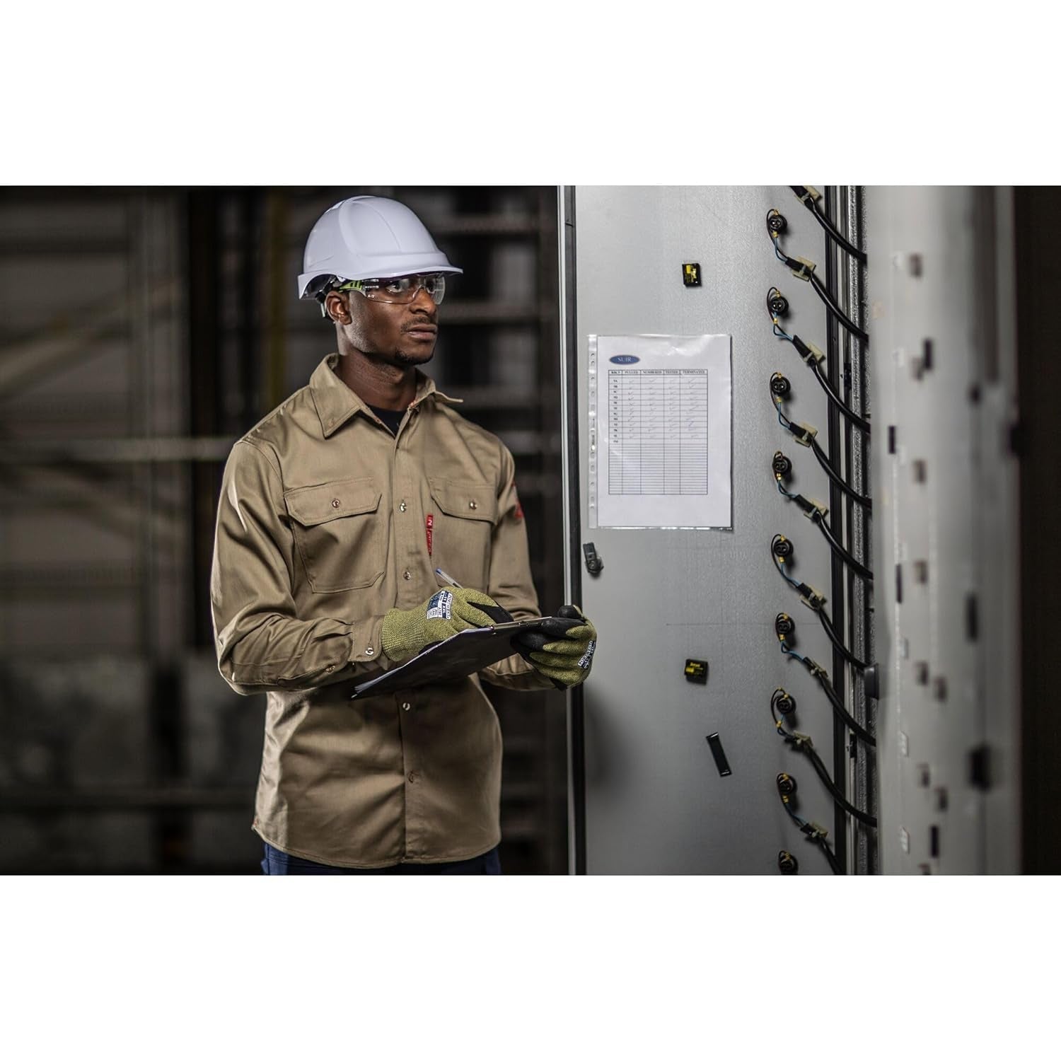 FR89 Fire Resistant Safety Work Shirt in FR Bizflame 88/12 ASTM NFPA, Khaki, Large