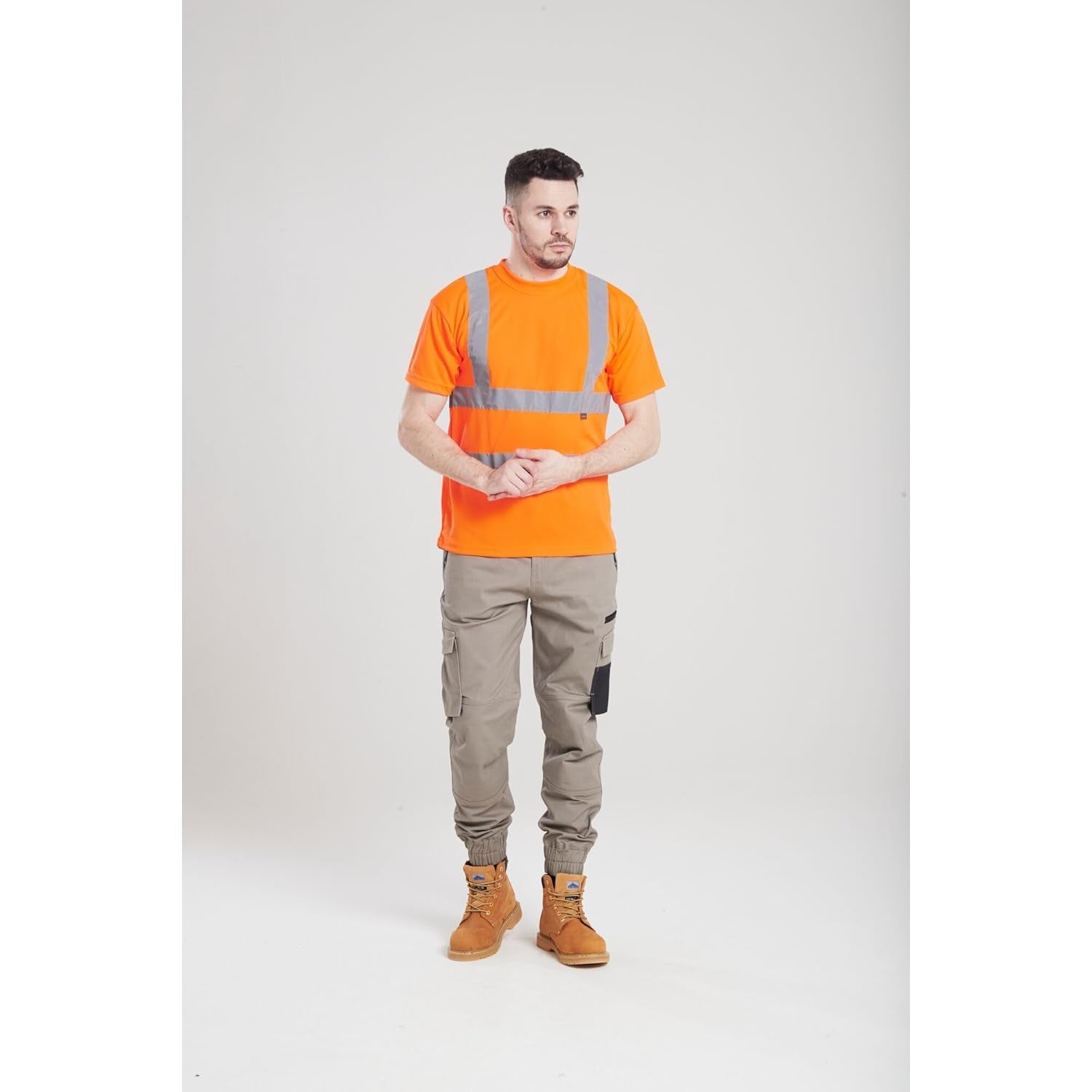 Hi-Vis T-Shirt RIS Viz Visibility Reflective Safety Work Wear Top ANSI 2, Large Orange
