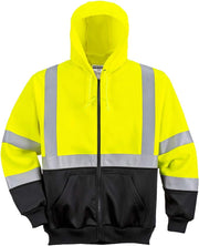 Hi-Vis 2-Tone Zipped Hoodie Visibility Reflective Safety Work Sweatshirt Jumperansi 3