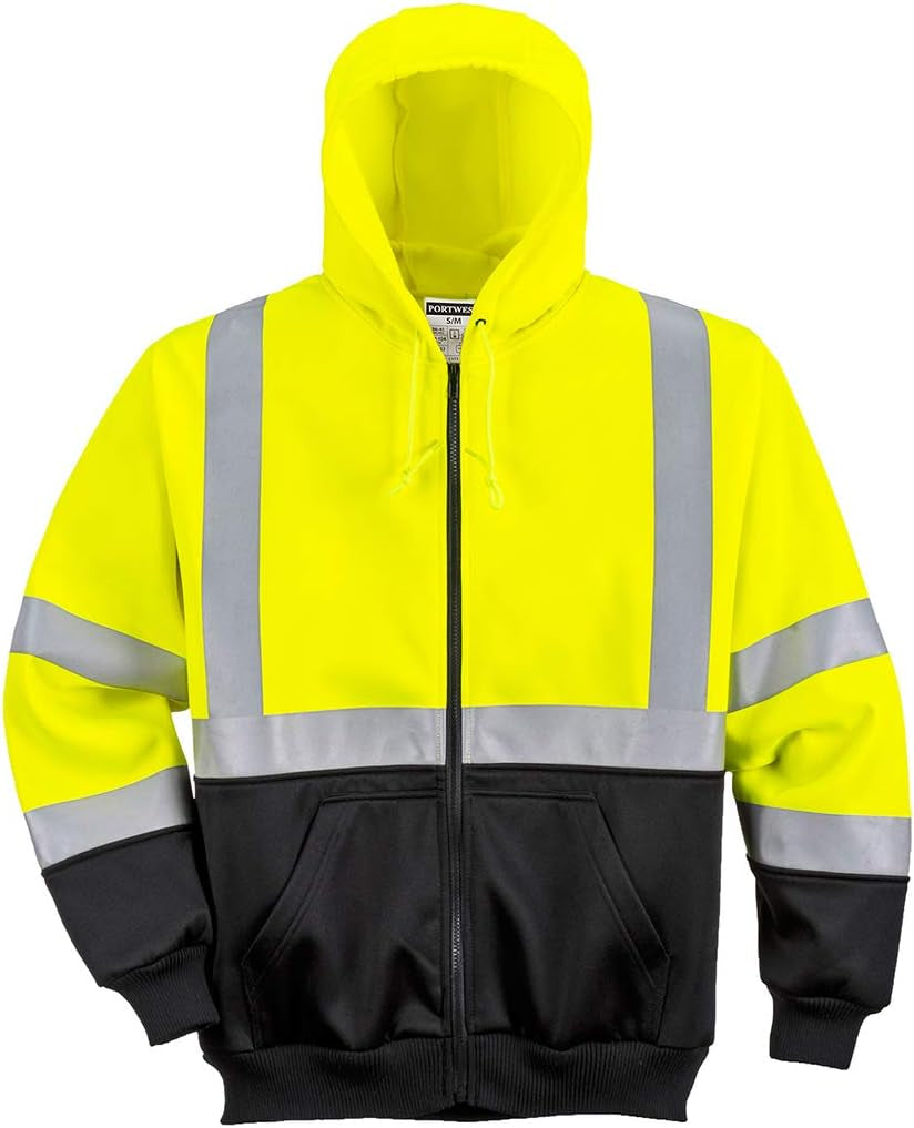 Hi-Vis 2-Tone Zipped Hoodie Visibility Reflective Safety Work Sweatshirt Jumperansi 3