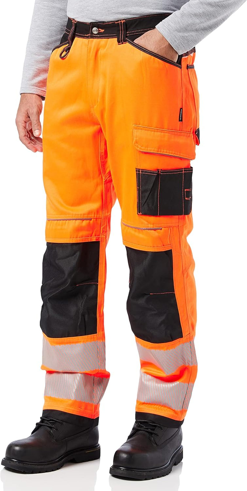 PW340 Hi Vis Work Trousers High Visibility Safety Pants with Durable Polycotton and Kneepad Pockets