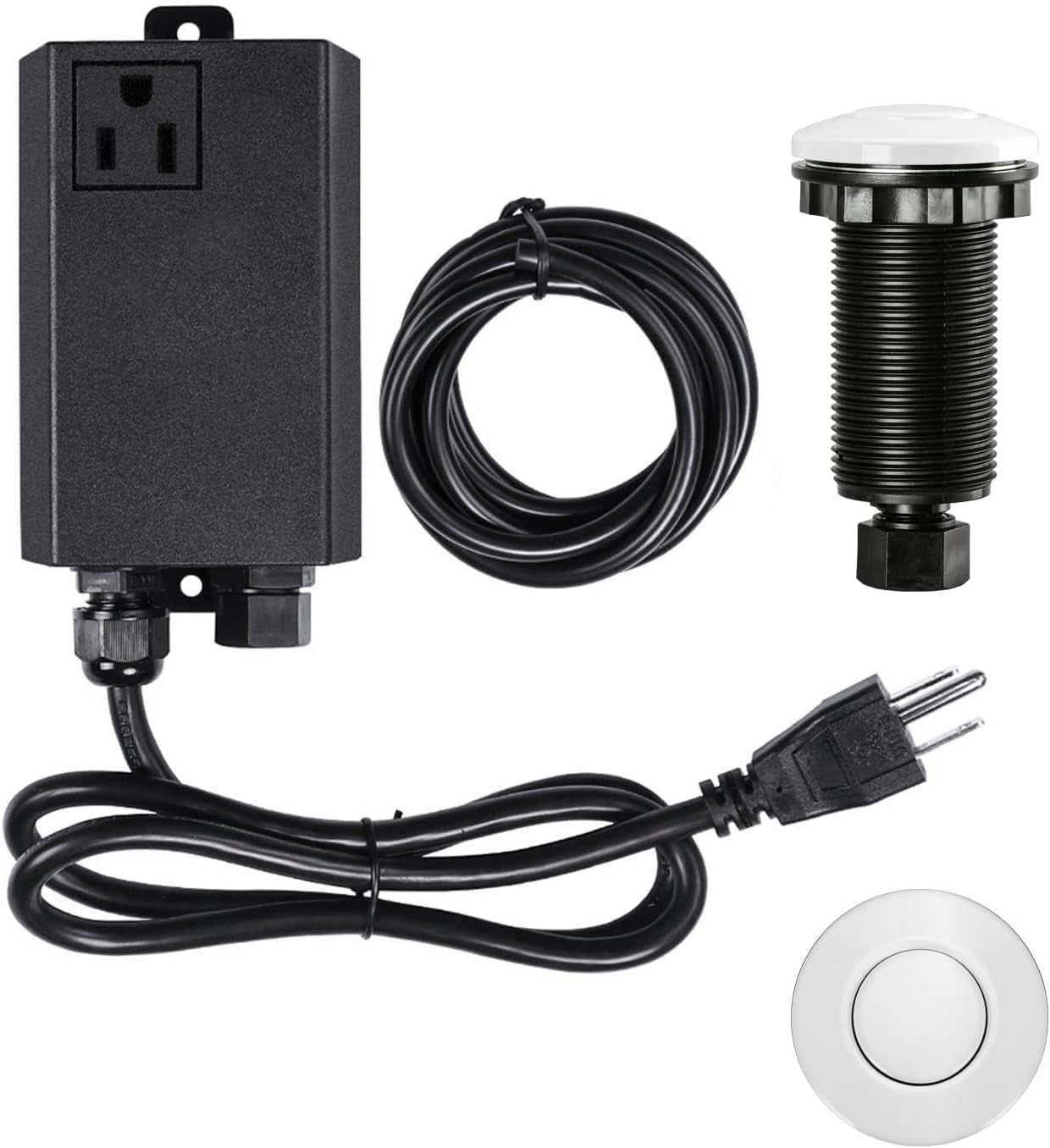 Garbage Disposal Air Switch Kit Sink Top Waste Disposal Long Stainless Steel Brushed Nickel On/Off Air Button Food and Waste Disposals Part by