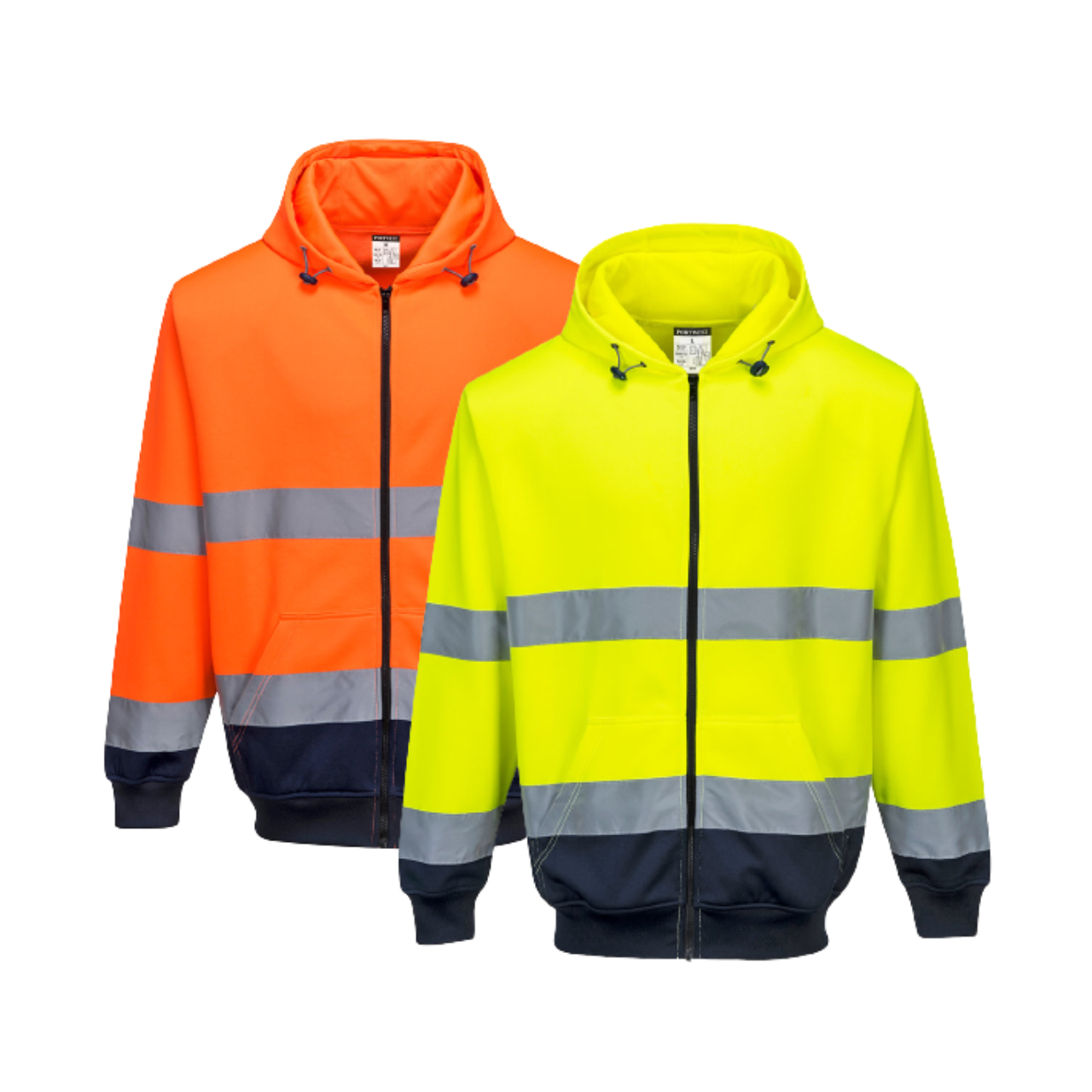 Portwest Two-Tone Zip Front Hoodie Warmth Reflective Tape Work Safety B317-KarWorkwear