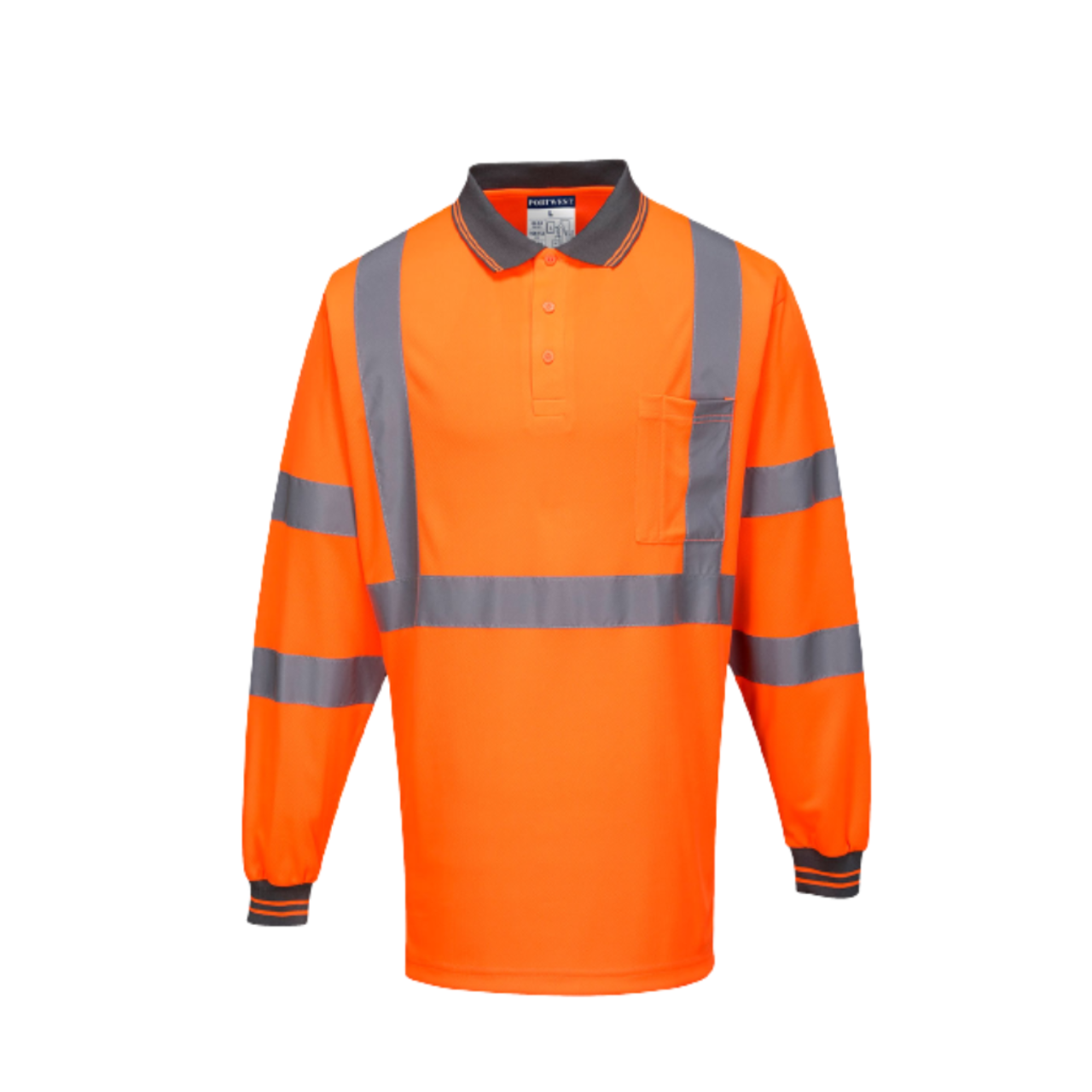 Portwest X Back L/S Polo Breathable Orange Reflective Tape Safety Work MP713-KarWorkwear