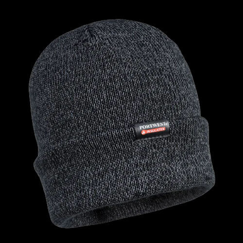 Portwest Reflective Knit Cap Insulatex Lined Black Acrylic Warmth Beanie B026-KarWorkwear