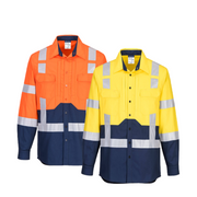 Portwest Hi-Vis Stretch Long Sleeve Shirt Reflective Tape Work Safety MS103-KarWorkwear