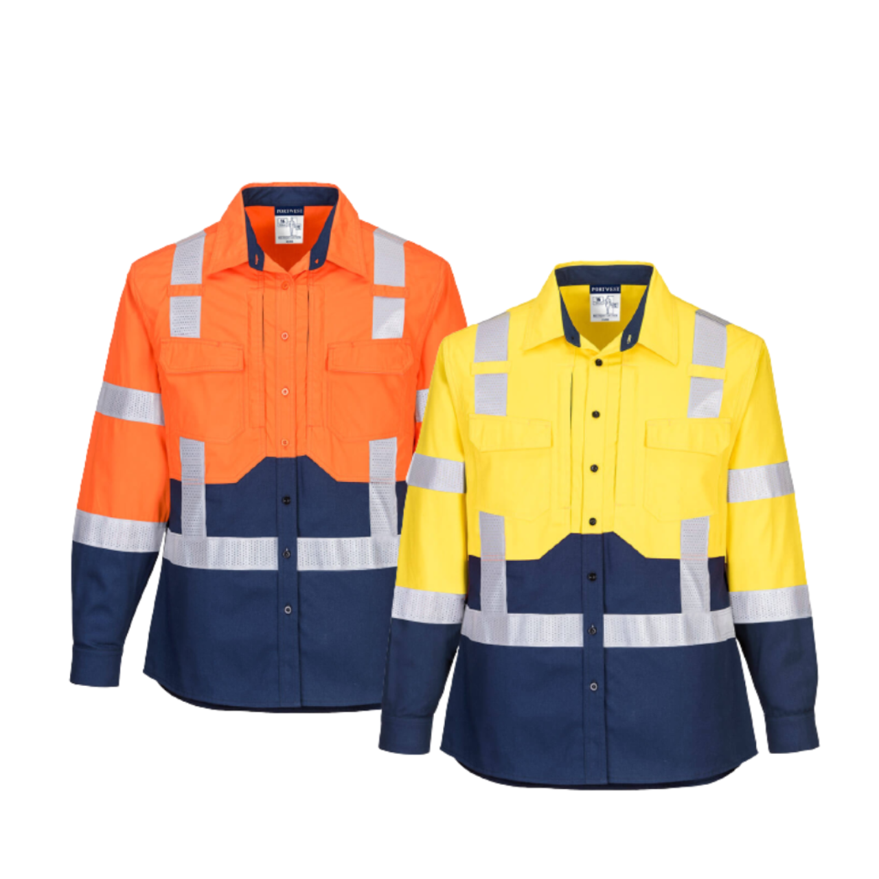 Portwest Ladies Hi-Vis Stretch Long Sleeve Shirt 2 Tone Reflective Safety LS502-KarWorkwear