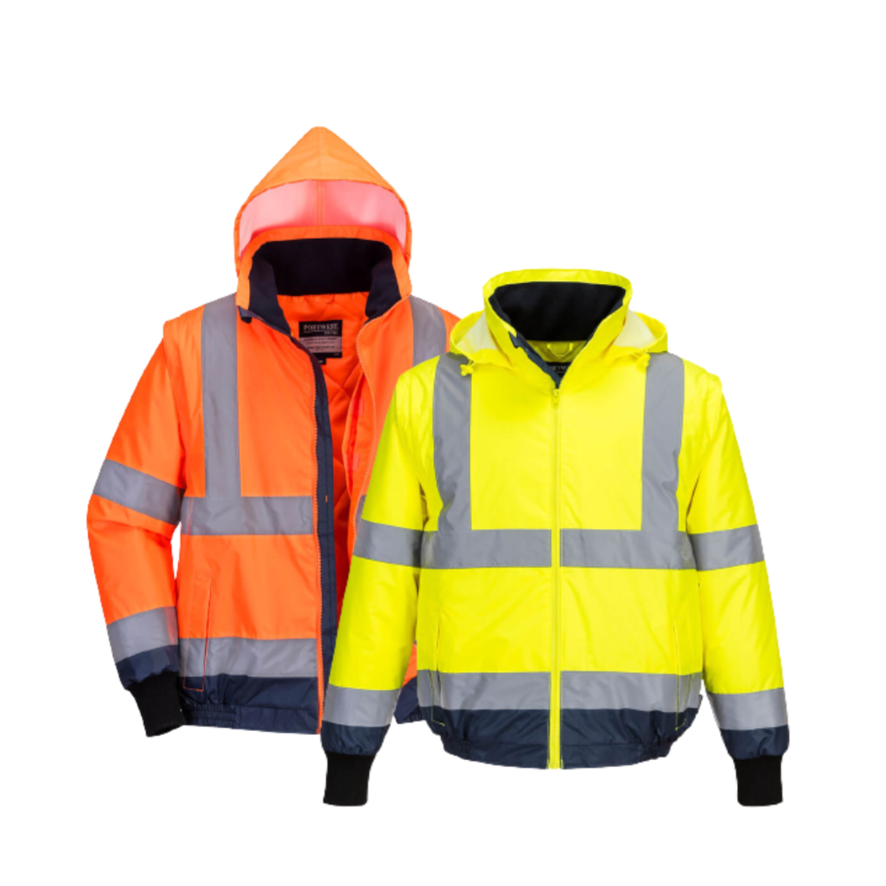 Portwest Hi-Vis Essential 2-in-1 Bomber Jacket with tape Reflective Safety MJ464-KarWorkwear