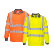 Portwest Hi-Vis Long Sleeved Polo 2 Tone Reflective Taped Work Safety S277-KarWorkwear