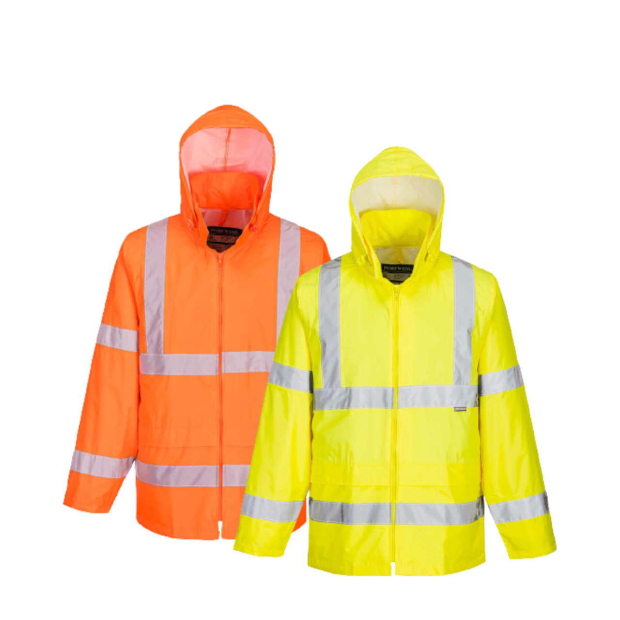 Portwest Mens Hi-Vis Rain Jacket Reflective Taped Hood Work Safety Comfy H440-KarWorkwear