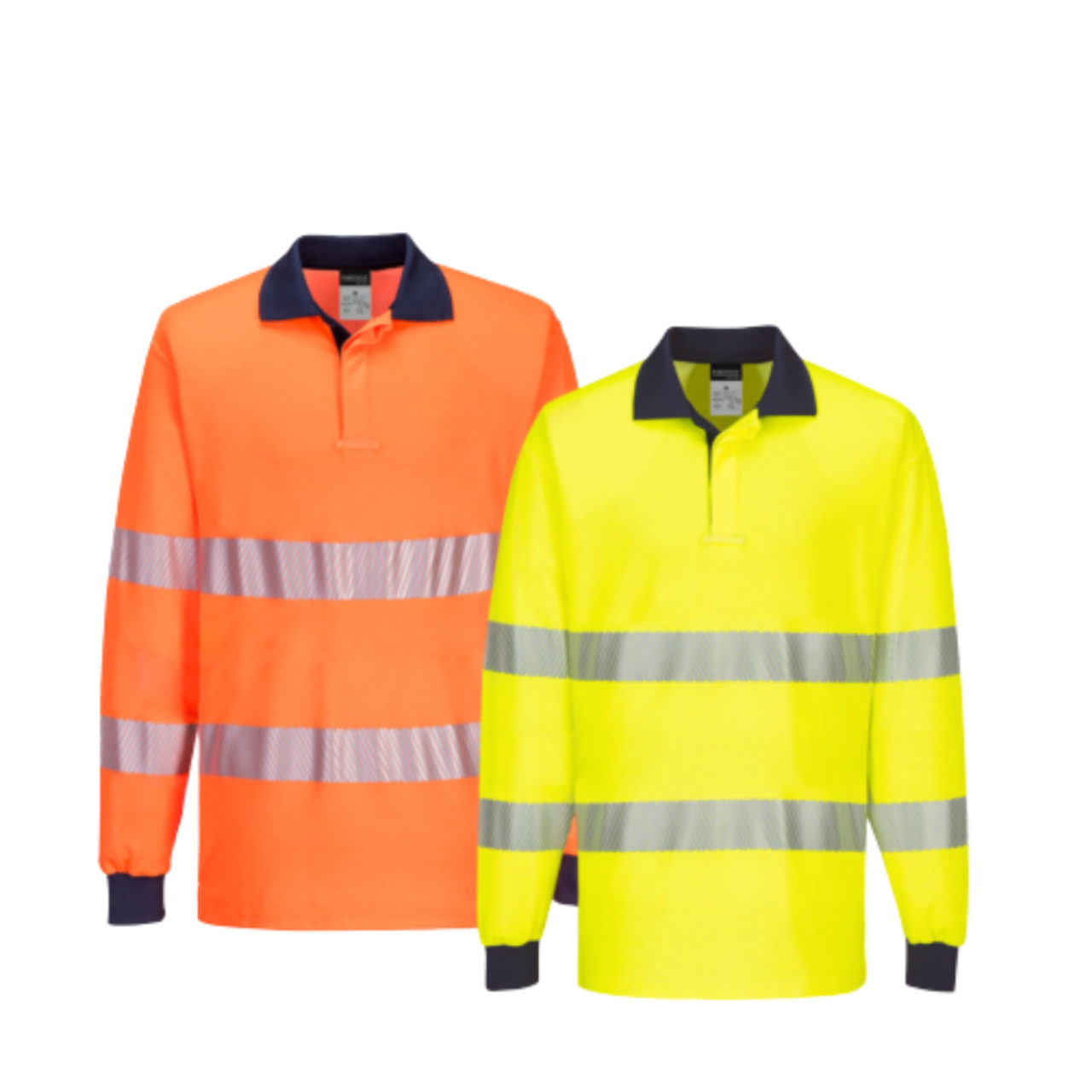 Portwest Mens Long Sleeve PW3 Hi-Vis Polo Shirt  Reflective Safety Workwear T186-KarWorkwear