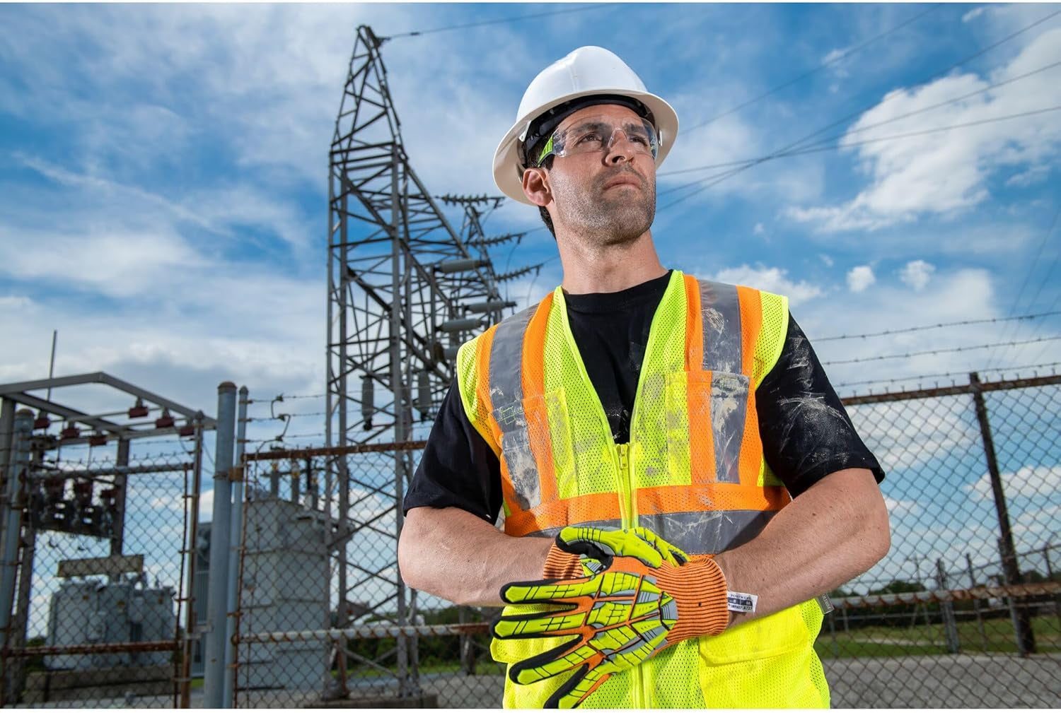 A727 anti Impact Safety Work Gloves - Cut Resistant & Impact Reducing Protective Work Gloves Orange/Black