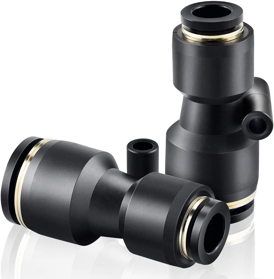 Black Straight 1/2 Inch Tube OD Push to Connect Tube Fittings Push Lock PU-1/2 (Pack of 2)